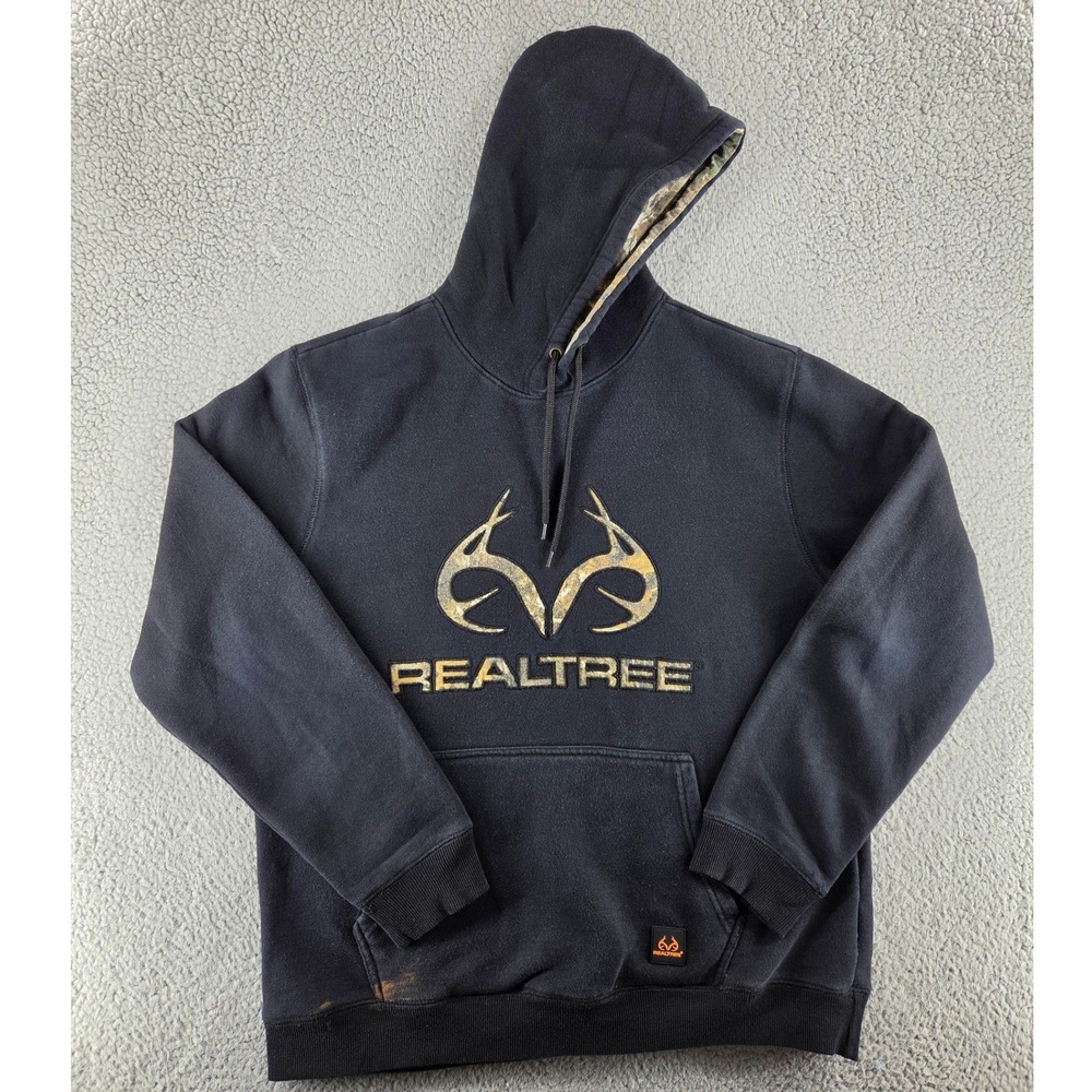 Realtree Hoodie Sweatshirt Mens XL Black Pullover Fleece Outdoor Hunting Hiking